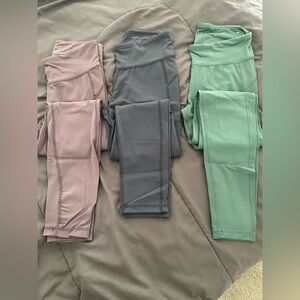 Aeropostale womens Leggings in Gray/Blue, Purple, and Green